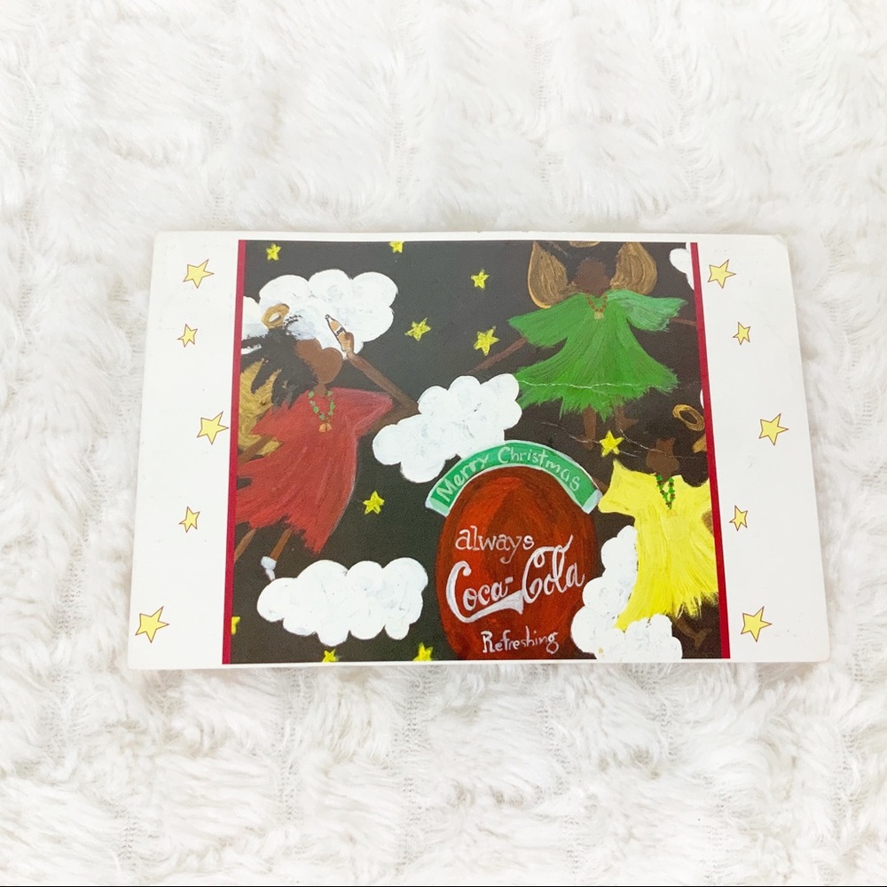 Vintage Coca Cola 1998 Christmas angels postcard collectible holiday